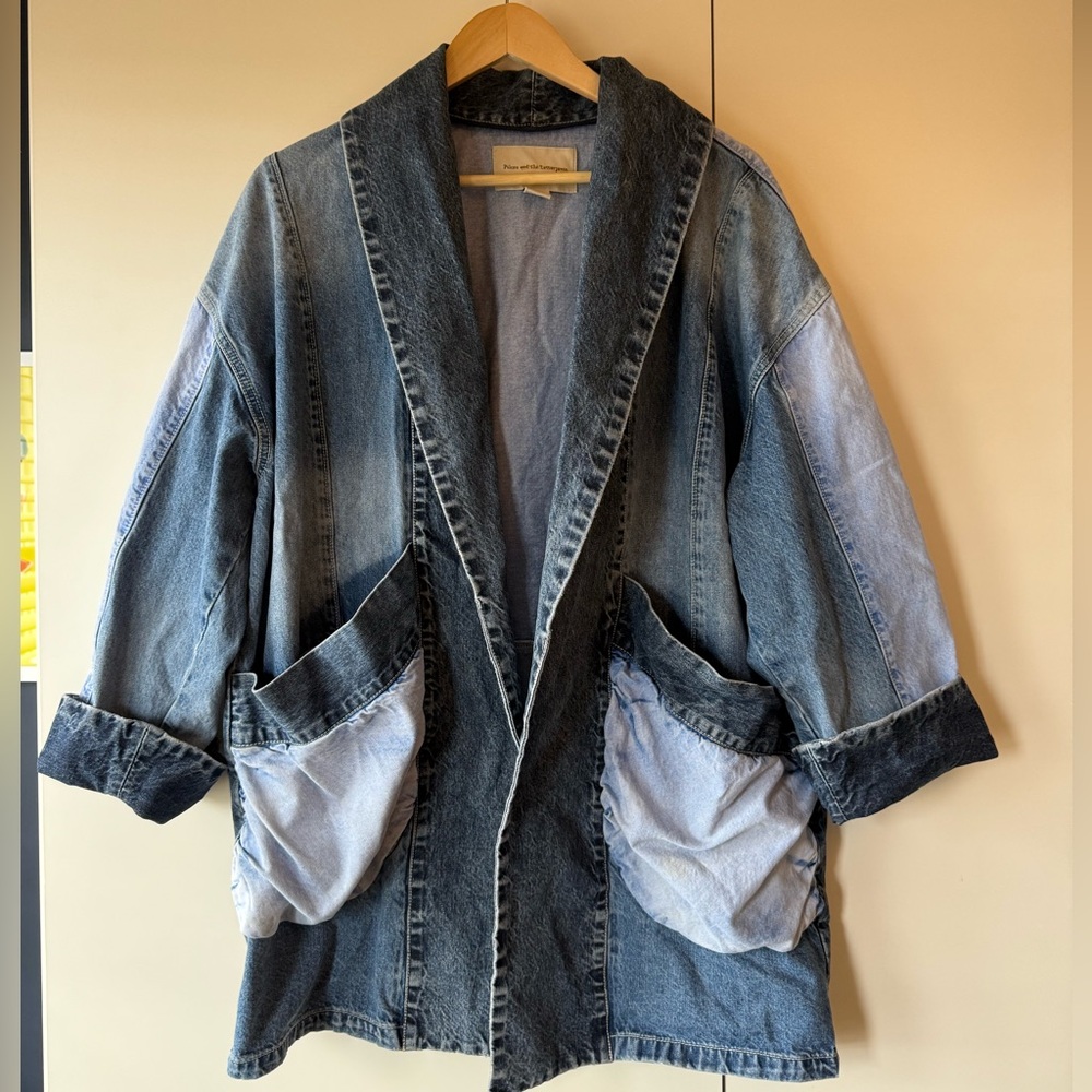 Anthropologie Pilcro & the Letterpress oversized patchwork denim jacket